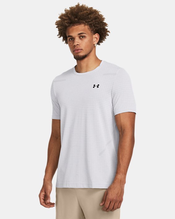 Męska koszulka z krótkim rękawem UA Seamless Grid, White, pdpMainDesktop image number 0